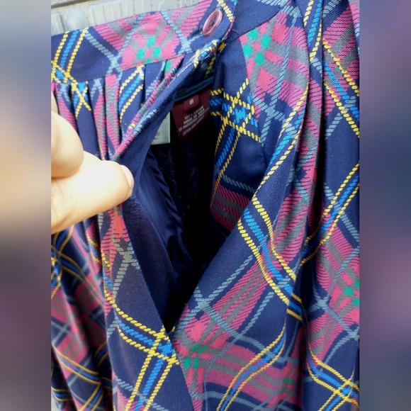 Vintage Pleated Midi Plaid Paisley Skirt - Picture 4 of 6